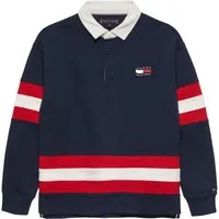 Tommy Hilfiger Langarm-Poloshirt HILFIGER GRAPHIC RUGBY POLO LS Kinder bis 16 Jahre, Rückenprint, Kontrastdetails