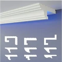 HEXIMO Eckprofil (LED-Schattenfugenprofil Stuckleisten, indirekte Beleuchtung XPS-Styropor-Trockenbau-Deckenstuck dekorative Lichtdeckenleisten (20,4 Meter HLED 16)