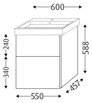 Sanipa Waschtischunterbau mit Auszügen 3way (BP512) 588x550x457 Kaschmir-Matt, BP5121U BP5121U