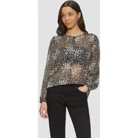 QS Langarmbluse Bluse Leicht transparente Chiffonbluse mit All-over-Print