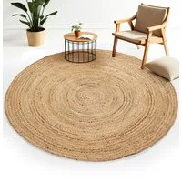 carpetfine Teppich Nele Juteteppich Naturfaser, rund, Höhe: 6 mm, geflochtener Wendeteppich aus 100%Jute, in rund und oval, viele Größen