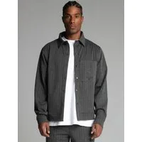Siksilk Jackett SikSilk Herren Graue Nadelstreifen Jacke