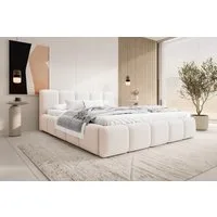 Compleo Polsterbett mit niedriges Kopfteil, Design Bett Abgerundet mit dicker Polsterung