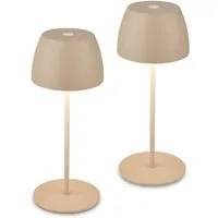 Briloner Leuchten LED Tischleuchte Akku 2er Set kabellos Nachttisch Kommode Tischlampe Indoor/Outdoor, LED fest integriert, Warmweiß, Tischlampe kabellos 20x8cm 2,5W Wohnzimmer Schlafzimmer Outdoor