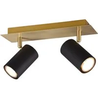 TRIO Leuchten LED Deckenstrahler, Dimmfunktion, LED wechselbar, Warmweiß, Decken-lampe innen Treppenhaus, Balkenlampe Schwarz Gold, Breite 30cm
