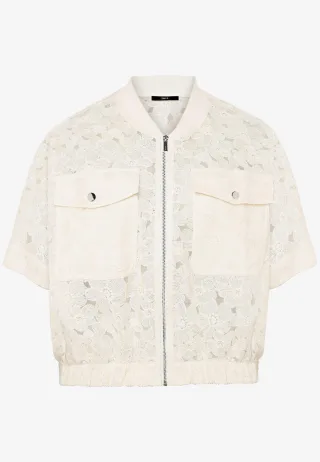 zero - Spitzenjacke kurzarm mit Taschen eggnog - Gr. - 36