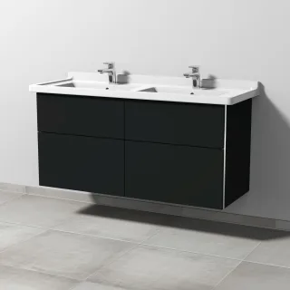 Sanipa 3way Waschtischunterbau zu Duravit Starck 3 Waschtisch mit 4 Auszügen, Vulkan-Matt BP7131V
