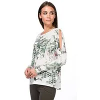 SUPER.NATURAL Langarmshirt Merino Longsleeve W JONSER LS PRINTED formstabiler Merino-Materialmix
