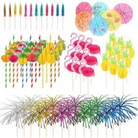 LuxusKollektion Partyspieße Cocktail Zubehör Set 120 Stück Cocktail Deko Schirmchen Strohhalme