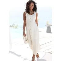 LASCANA Maxikleid mit breiten Trägern aus Webware mit Leinenanteil Elegantes Sommerkleid, Leinenkleid, Trägerkleid