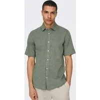 ONLY & SONS Kurzarmhemd ONSCAIDEN SS SOLID LINEN SHIRT NOOS Baumwollmischung mit Leinen, slim fit