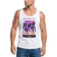 Neverless Tanktop Herren Tank-Top Hawaii Summer Schriftzug Palmen Foto-Print Sommer mit Print