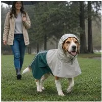 PawHut Hunderegenmantel Wasserdicht verstellbares Regenjacke mit reflektierenden Streifen, für mittelgroße Hunde 15–20 kg, Grün M