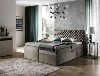 Boxspringbett Schlafzimmerbett WILLIAM 100x200cm in Stoff