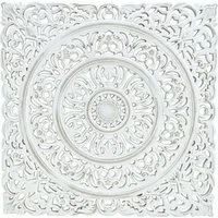 Meinposten Wanddekoobjekt Großes Wandornament shabby weiß Holz Wandbild Ornament 55x55 cm (1 St)