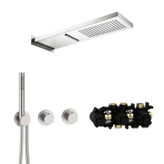 Herzbach MODUL7 Thermostat-Set T-MU2 537x165mm Multi 2 Edelstahl, 70.703711.1.09 70.703711.1.09