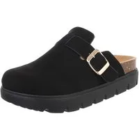 Ital-Design Damen Mules Freizeit Plateausandaletten (87118096) Flach Pantoletten in Schwarz