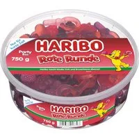 HARIBO Süßigkeit, Haribo Rote Runddose Fruchtgummi mit Nonpareille Packung 750g