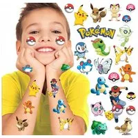Festivalartikel Kindertattoo Pikachu Pokemon Kindertattoos Abwaschbar Party Geburtstag, 22-tlg.
