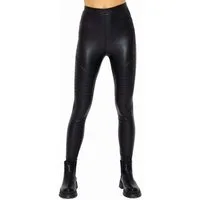SASSYCLASSY Lederimitathose Skinny Damen Biker Leggings mit Thermo-Futter Biker Thermoleggings in Lederoptik gefütterte Kunstlederhose Damen