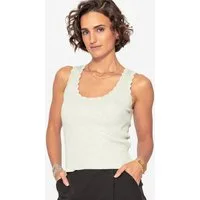 SASSYCLASSY T-Shirt Tank Top mit Bogenkante für Damen Rippstrick Top mit breiten Trägern und förpernaher Passform