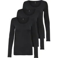 ONLY Langarmshirt Live Love NEW Longsleeve (3-tlg., 3er Pack) Figur betont, elastische Baumwollqualität