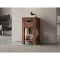 Massivart® Beistelltisch Massivholz Breite 29 cm, Mangoholz gebeizt »MANGALA«, montiert · Schublade · Wohnzimmer · Flur