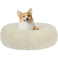LuxusKollektion Hundebett Hundebett orthopädisches rund Donut L 70 x B 70 x H 20 cm Beige