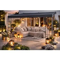 Quick Star Anbaupavillon Ersatzdach Anbaupergola Alu Optik 3x4m Anthrazit, Mit Ablaufösen gegen Wassersackbildung