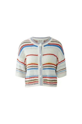 Oui - Strickjacke white red - Gr. - 42