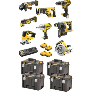 DEWALT 8er Akku-Kombopack 18V XR + 4 Akku + Schnellladegerät II - DCK865P4T-QW