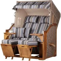 bene living Strandkorb Schleswig Pinie 2-Sitzer - PE mokka - Modell 555, BxTxH: 120x80x160 cm, Volllieger, Ostsee-Strandkorb, (Strandkorb-Komplettset, 4-tlg., Strandkorb, Schutzhülle, Doppellenkrollen und Glas-/Becherhalter), inkl. Windschutzfolie, B