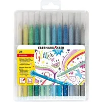 Eberhard Faber Filzstift Glitzer Filzstifte Fasermaler in Aufbewahrungsbox, (24-tlg), Ideal zum Schulanfang