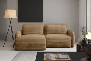 Ecksofa Schlafsofa Sofa SIMONE in Stoff Ambience Dune Ottomane Links