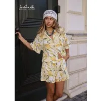 SASSYCLASSY Shorts Musselin Shorts mit Lemon-Print für Damen Weiche Baumwollshorts mit elastischem Gummibund und Eingriffstaschen