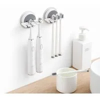 Creliv Zahnbürstenhalter Selbstklebend 2er Set – Wandhalter ohne Bohren, WC-Deckelheber GRATIS, (2-St)