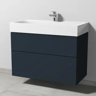 Sanipa 3way Waschtischunterbau zu Kaldewei Silenio Waschtisch mit 2 Auszügen, Marine-Matt SP4561R