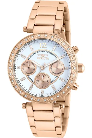 Invicta Angel 21558 Damenuhr - Quarzwerk - Edelstahl mit weißem Zifferblatt - 36 mm