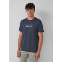 s.Oliver Kurzarmshirt T-Shirt Meliertes T-Shirt mit Rollkante und Frontprint