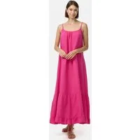Rayshyne Maxikleid PM48 (Romantisches Maxikleid aus Musselin mit Spaghettiträgern) mit Rüschen, Atmungsaktiv, Hautfreundlich