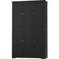 Homfa Mehrzweckschrank Küchenschrank Drehtürenschrank Kleiderschrank mit 6 Türen, Breite 106 cm, Höhe 180 cm, Schwarz
