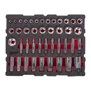 Milwaukee 1/2" Steckschlüsseleinsätze Einlage 42-teilige Einlage für PACKOUT Koffer mit Schubladen - 4932501869