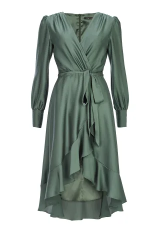 SWING - Vokuhila-Kleid mit blusigen Ärmeln moss green - Gr. - 38