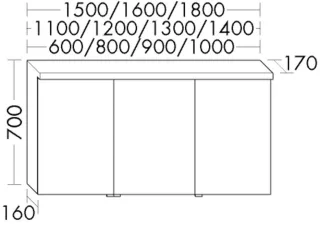 Burgbad Spiegelschrank Sys30 PG3 Diago 700x1300x170 Dunkelgrau Matt, SPQK130RF3357 SPQK130RF3357