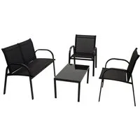 DEGAMO Gartenlounge-Set ARONA, (4-tlg), (2x Sessel, 1x Sofa, 1x Tisch), Metall + Kunstgewebe schwarz