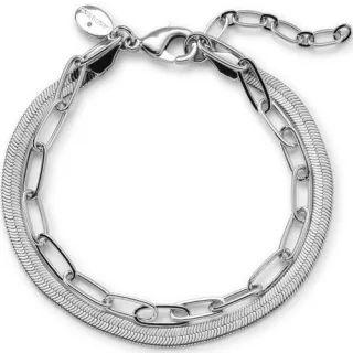 Wasserfestes Doppelkettenarmband für Damen, Damen, size: regular, Grau, by Lands' End