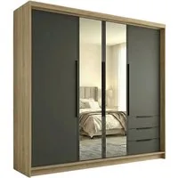 A&J MöbelLand GmbH Drehtürenschrank VIVO mit integrierten Schubladen (Geräumiger vier¬türiger Kleiderschrank mit Schubladen und Metallgriffen. Geräumiger Schrank mit einer Breite von 200 cm und Schubladen, ideal zur Aufbewahrung von Kleidung und Acce