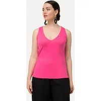 Ulla Popken Longtop Top Rippjersey Slim V-Ausschnitt ärmellos