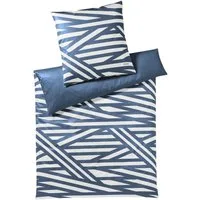 JOOP! Bettwäsche JOOP! Comfort Satin Bettwäsche 4102-2 Cross Beige Blau 135x200, 2 teilig