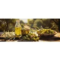 artissimo Glasbild Bild aus Glas 80x30 cm / Wandbild Querformat / Deko Küche, mediterranes Küchenbild: Toskana Oliven mediterran
